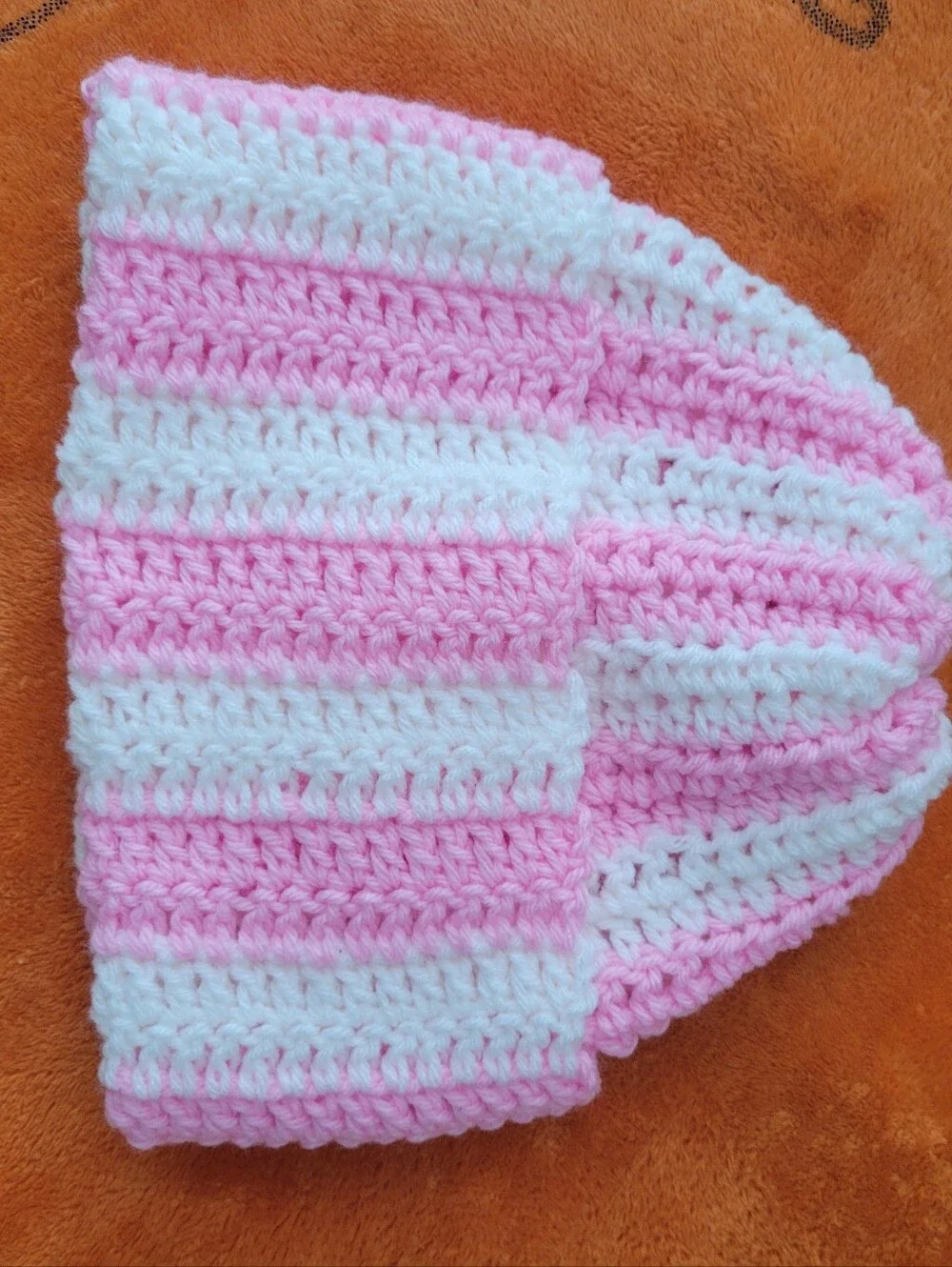 Pink And White Striped Beanie